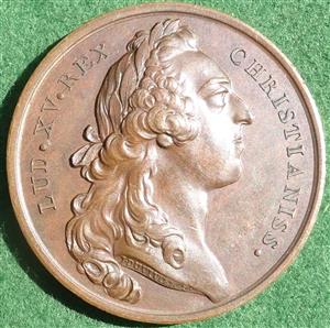 France, Louis XV, Birth of the Duke of Burgundy 1751, bronze medal by J Duvivier & F Marteau