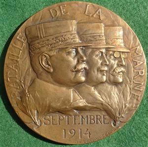 France, Battle of the Marne 1914, bronze medal (1916) by Julien-Prosper Legastellois