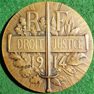 France, France to her Defenders (La France à Ses Défenseurs), bronze medal 1914 by H Lefèvre