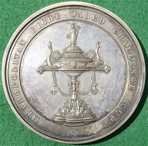 London, Rowing, Metropolitan Amateur Regatta established 1866, Metropolitan Eight Oared Challenge Cup, large silver prize medal by Pinches