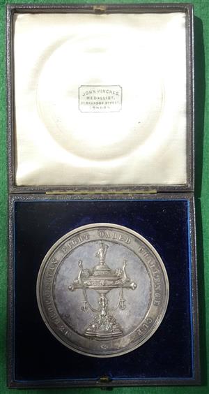 London, Rowing, Metropolitan Amateur Regatta established 1866, Metropolitan Eight Oared Challenge Cup, large silver prize medal by Pinches