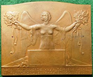 Belgium, Exposition Universelle (World�s Fair) 1935, uniface bronze medal by Bonnetain