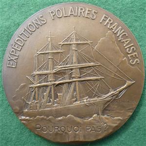 France, Jean-Baptiste Charcot, Explorer, Death (1936), bronze medal by Emile Lindauer after P Richter