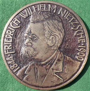 United States of America, F W Nietzsche (German philosopher), large cast bronze medal, 1960s, by E R Nitschke