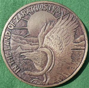 United States of America, F W Nietzsche (German philosopher), large cast bronze medal, 1960s, by E R Nitschke