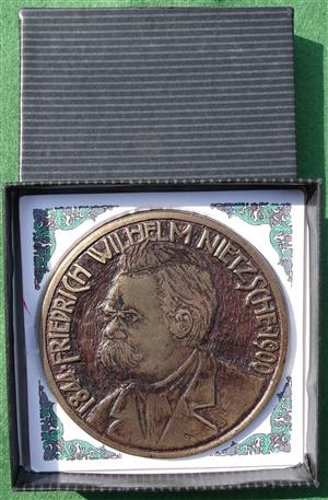 United States of America, F W Nietzsche (German philosopher), large cast bronze medal, 1960s, by E R Nitschke