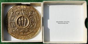 USA, Olympic Games, uniface brass Olympic shield medal cica 1970s, by Medallic Art Company (Danbury, CT.)