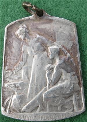 Belgium, Great War, Section Brabanconne (Brabant section), Help & Learning to the War Wounded, silver medalet 1916 by Jacques Marin