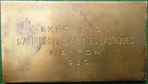 France, Fleurs et Fruits, uniface bronze medal (1930) by P-A Morlon