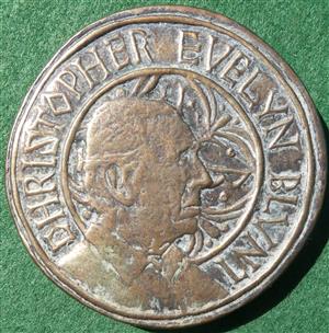 Christopher Blunt (Numismatist), 80th  Birthday 1984, bronze medal by Annabel Eley
