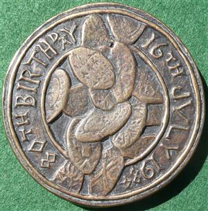 Christopher Blunt (Numismatist), 80th  Birthday 1984, bronze medal by Annabel Eley