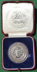 Kingston-upon-Thames, Regatta, Lovekyn Cup Fours, silver prize medal awarded 1935 to Tiffin School