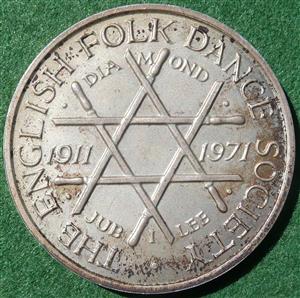 English Folk Dance Society, Diamond Jubilee 1971, silver medal by G Colley for Bigbury Mint