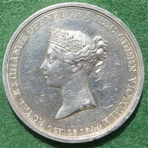 London, Royal Exchange opened 1844, silver medal by W Wyon