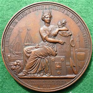 France, Napoleon III, Queen Victoria�s visit to Boulogne 1855, bronze medal by A Barre