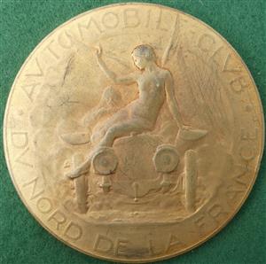 France, Automobile Club du Nord de la France, bronze-gilt prize medal by R B�nard, awarded to E LEFEBVRE 1932