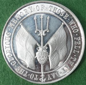Great War, Battle of Jutland 1916, memorial medal by F Bowcher for Spink, white metal