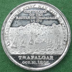 Battle of Trafalgar, Centenary 1905, white metal medal by Spink in imitation of Matthew Boulton�s 1805 medal by Kuchler