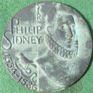 Netherlands / England, Sir Philip Sidney, Elizabethan Poet and Soldier, 400th  Anniversary of Death 1986, bronze medal by C Nijland