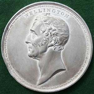 Duke of Wellington, Lord Warden of the Cinque Ports, 10th Anniversary Banquet 1839, frosted silver medal by Benjamin Wyon