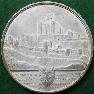 Duke of Wellington, Lord Warden of the Cinque Ports, 10th Anniversary Banquet 1839, frosted silver medal by Benjamin Wyon