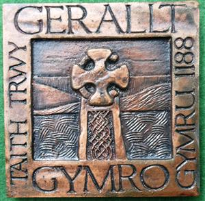 Wales, Gerald of Wales, Tour Through Wales 1188, 800th Anniversary 1988, cast bronze art medal by Karen Roberts and Robert Evans for the Royal Mint