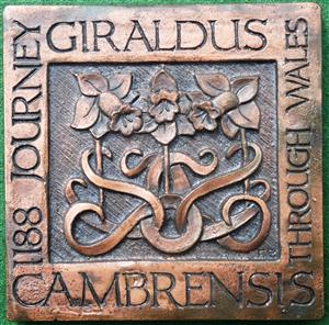 Wales, Gerald of Wales, Tour Through Wales 1188, 800th Anniversary 1988, cast bronze art medal by Karen Roberts and Robert Evans for the Royal Mint