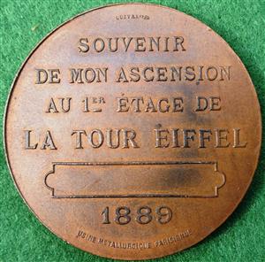 France, Paris, Eiffel Tower, Ascension to 1st  Floor Souvenir Medal, bronze, by C Trotin