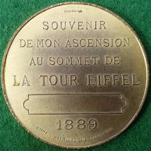 France, Paris, Eiffel Tower, Ascension to 1st  Floor Souvenir Medal, bronze-gilt, by C Trotin