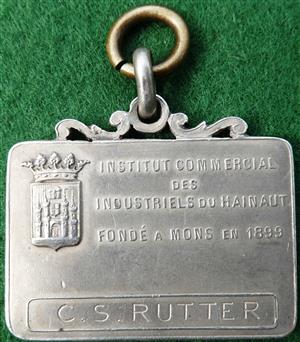 Belgium, Hainaut, Institut Commercial des Industriels, founded in Mons 1899, silver medalet