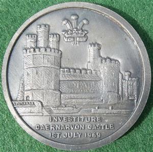 Prince Charles, Investiture as Prince of Wales 1969, silvered bronze medal by E Fey
