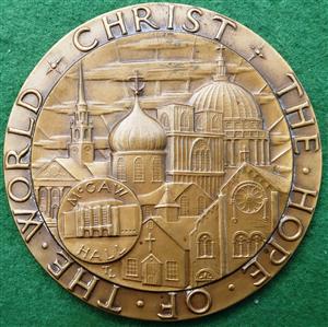 USA, Evanston (Illinois), Northwestern University World Council of Churches, Second Assembly 1954, bronze medal by T Lomedico for the Medallic Art Company of New York
