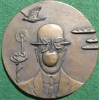 Ren� Magritte, Belgian surrealist painter, cast bronze medal 1983 by Laurence Burt for the British Art Medal Society
