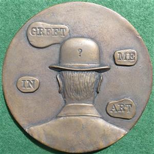 Ren&eacute; Magritte, Belgian surrealist painter, cast bronze medal 1983 by Laurence Burt for the British Art Medal Society