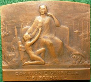 France, Compagnie G�n�rale d��lectricit�, a softly worked bronze award plaque circa 1935, by E.-P. Blin