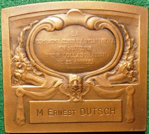 France, Compagnie G�n�rale d��lectricit�, a softly worked bronze award plaque circa 1935, by E.-P. Blin
