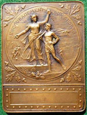 France, Encouragement Aux Sports, a bronze plaque circa 1935 by F. Rasumny