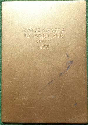 Netherlands, Venlo, Photographic Competition, bronze-gilt prize medal awarded 1953