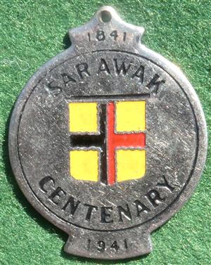 Sarawak, The Brooke family centenary as Rajahs of Sarawak 1941, steel and enamel medalet