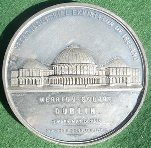 Ireland, The Great Industrial Exhibition of Ireland 1853, large white metal medal by T Ottley
