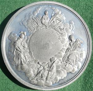 Ireland, The Great Industrial Exhibition of Ireland 1853, large white metal medal by T Ottley