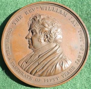 Bath, Reverend William Jay, 50 Years Pastor at Argyle Chapel 1841, bronze medal