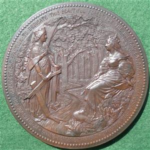 Dedication of Epping Forest, 1882, large bronze medal by Charles Wiener for the Corporation of the City London series