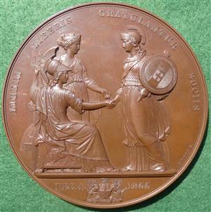Great Britain/ Sardinia, Visit of Victor Emmanuel II to the City of London 1855, from the Corporation of the City of London series large bronze medal by B Wyon